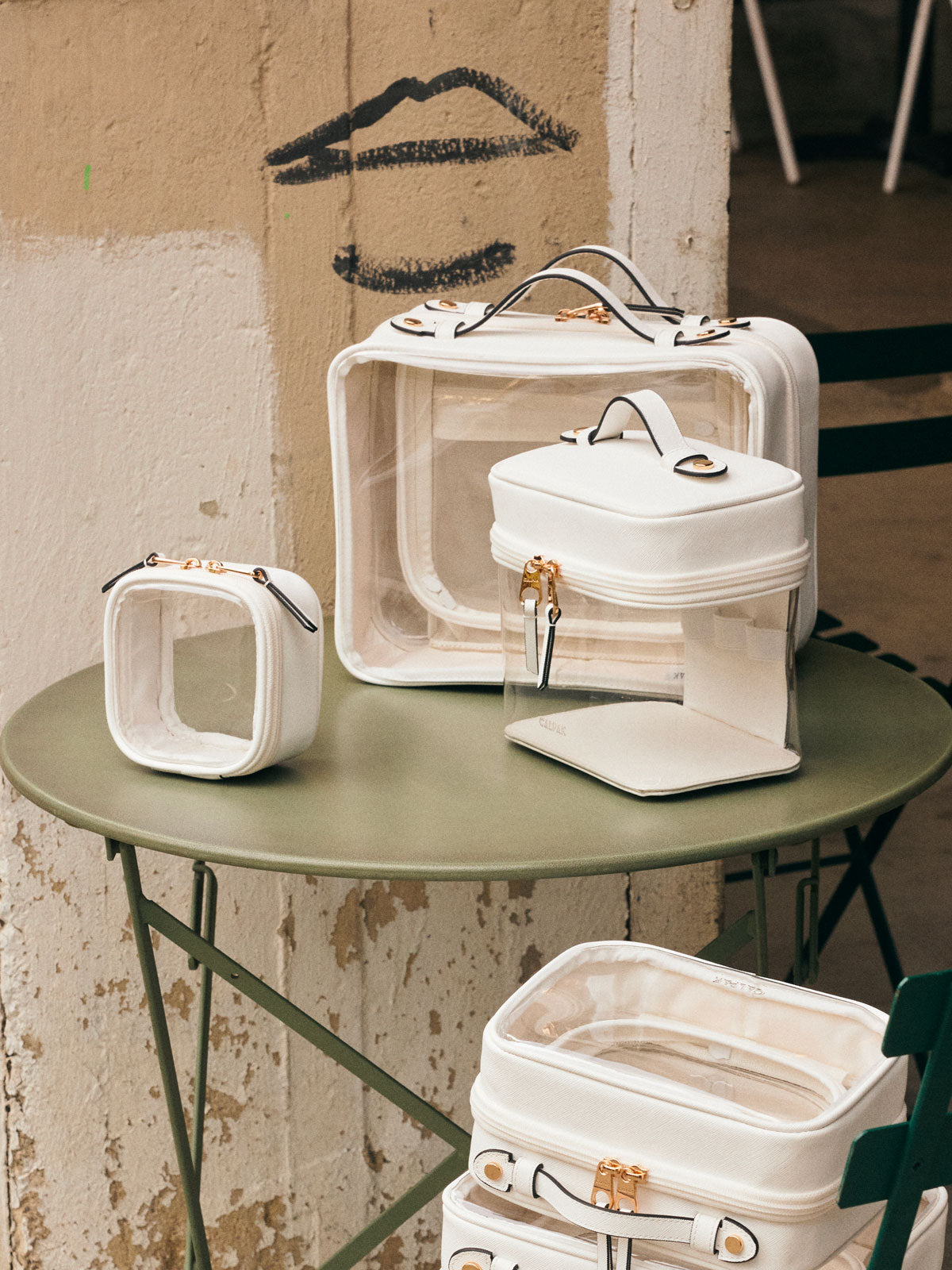 Clear Train Case with Top Compartment