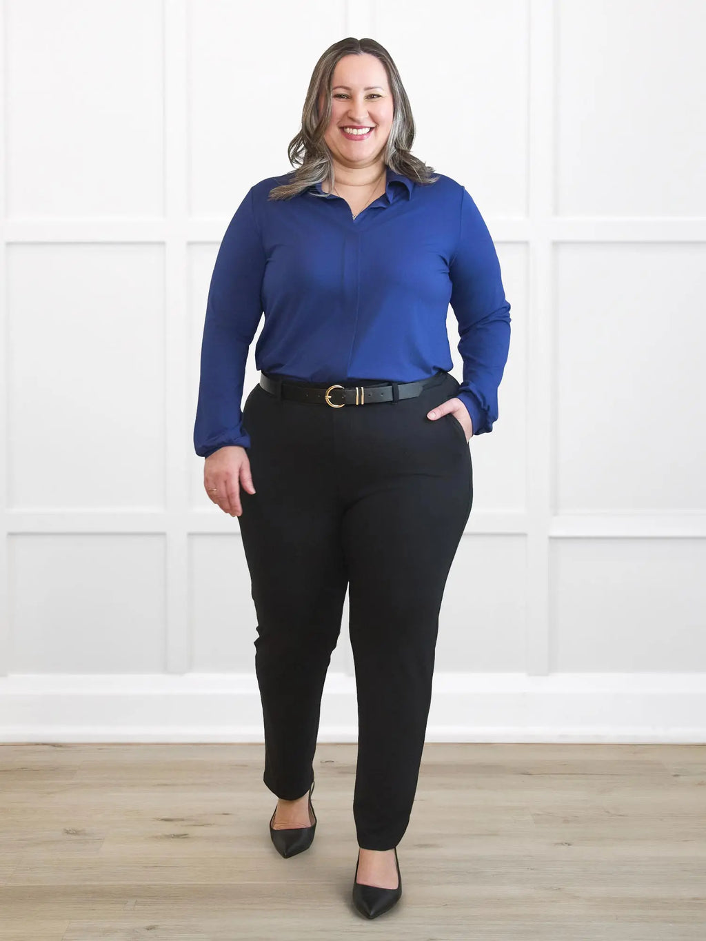 Asia mid-rise slim pant